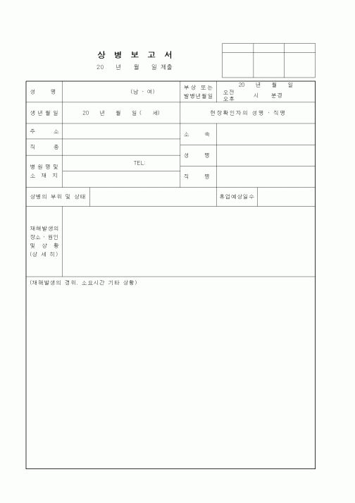 (인사/노무)상병보고서