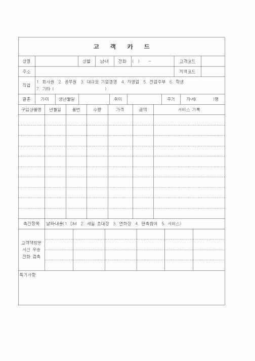 (판매/영업)고객카드