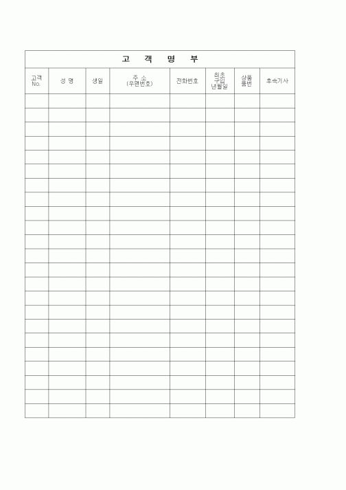 (판매/영업)고객명부