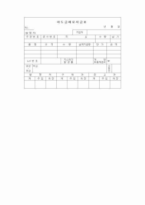 (구매/외주서식)하도급재료지급표