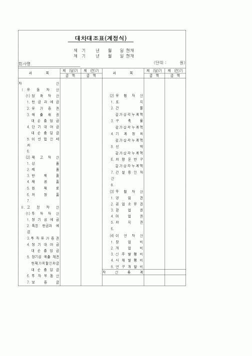 (세무/회계)대차대조표(계정식)2
