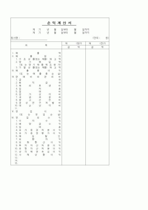 (세무/회계)손익계산서