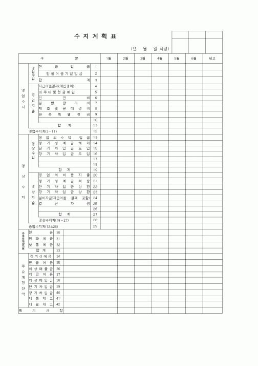 (세무/회계)수지계획표