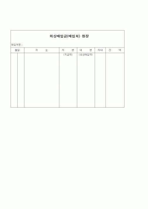 (세무/회계)외상매입금(매입처) 원장
