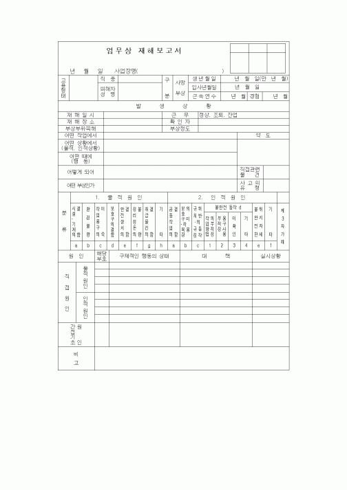 (제조/생산)업무상 재해보고서
