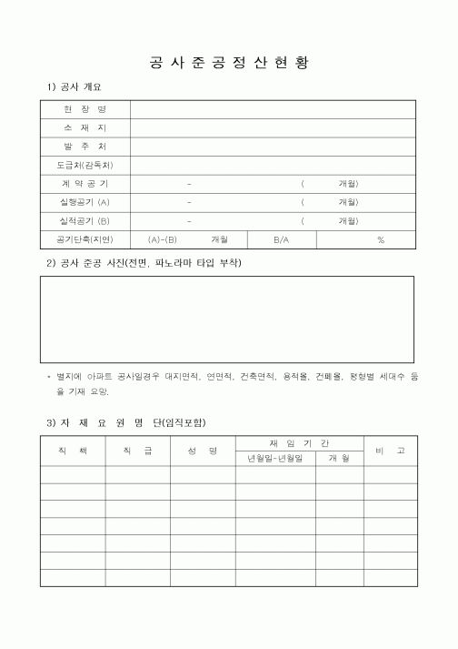 공 사 준 공 정 산 현 황