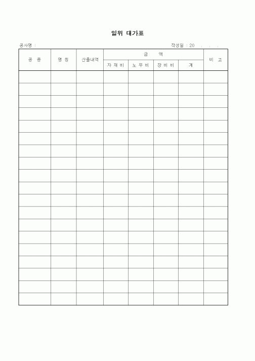 (예산관리)일위 대가표1