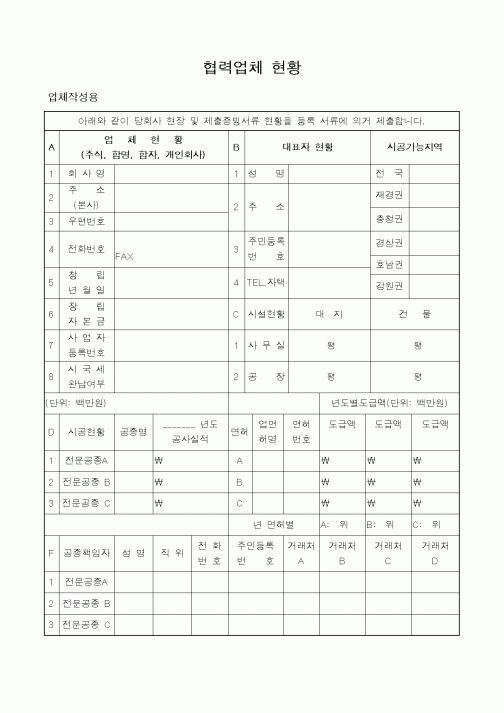 (기타건설)협력업체 현황
