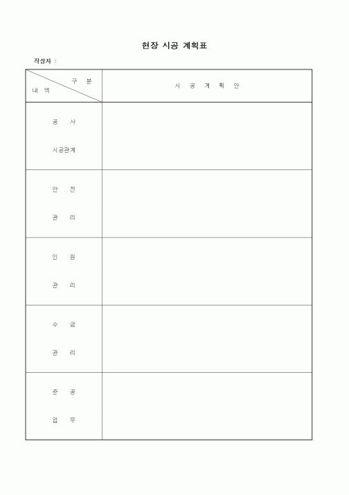 (현장/공사착공)현장 시공 계획표