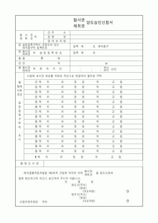(산업지원부)탐사권양도승인신청서