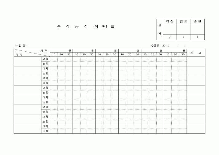 (공사관리)수정공정(계획)표
