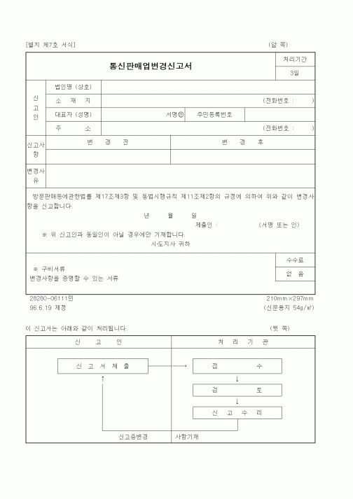 (공정거래위원회)통신판매업변경신고서