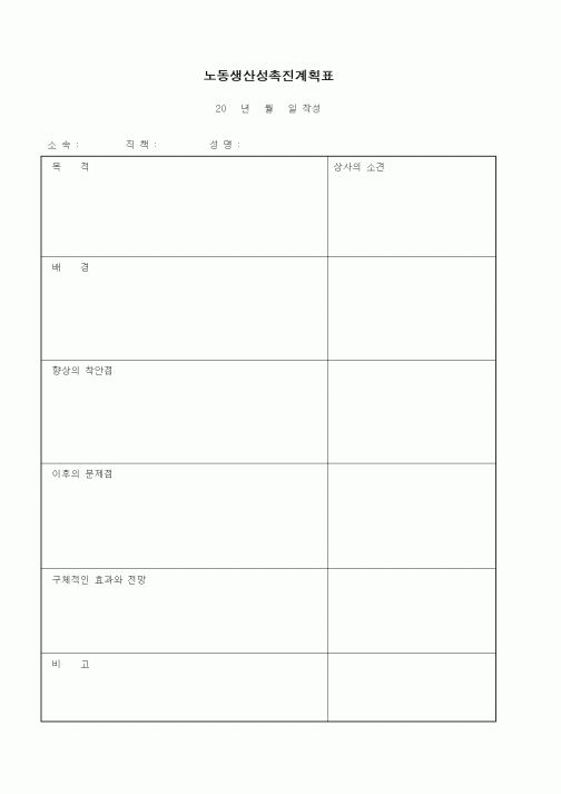 (경영)노동생산성촉진계획표