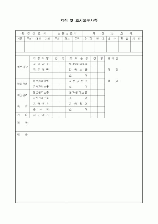 (경영)지적 및 조치요구사항