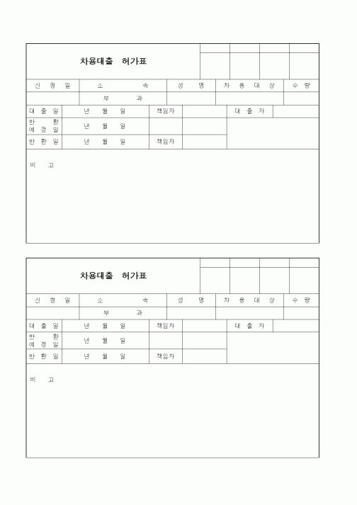 (세무/회계)차용대출허가표1