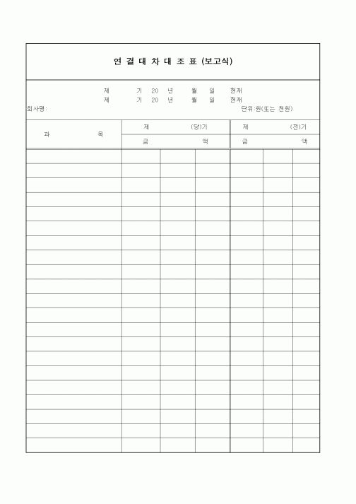 (세무/회계)연결대차대조표(보고식)
