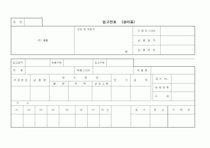 (세무/회계)입고전표(경리용)