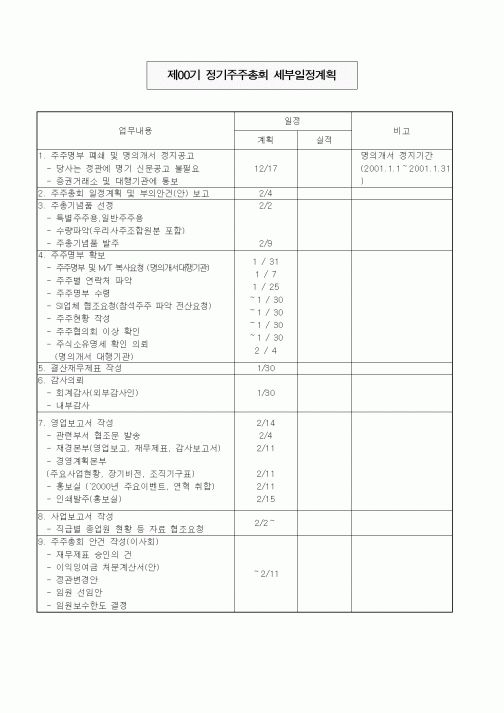 (기타)정기주주총회 세부일정계획