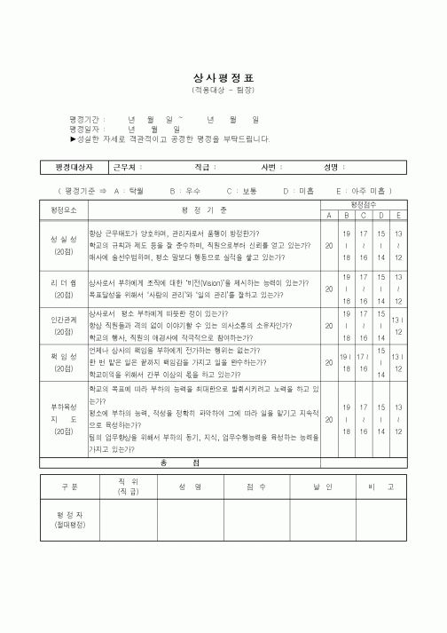 (기타)상사평정표