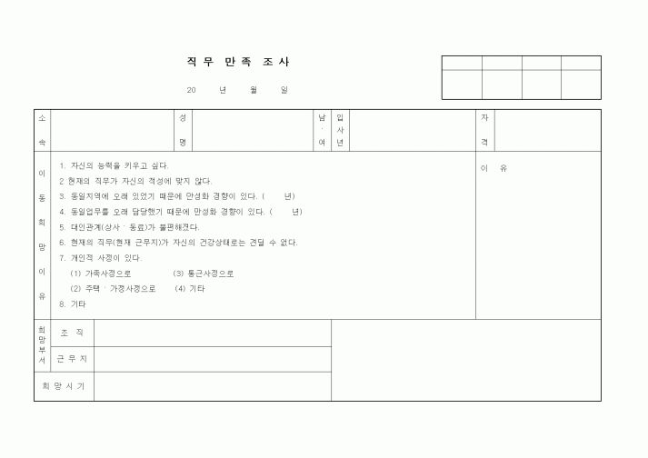 (인사/노무)직무 만족 조사