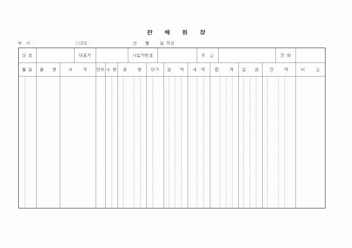 (판매/영업)판매원장