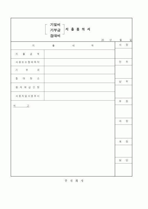 (세무/회계)(기밀비,기부금,접대비) 지출품의서