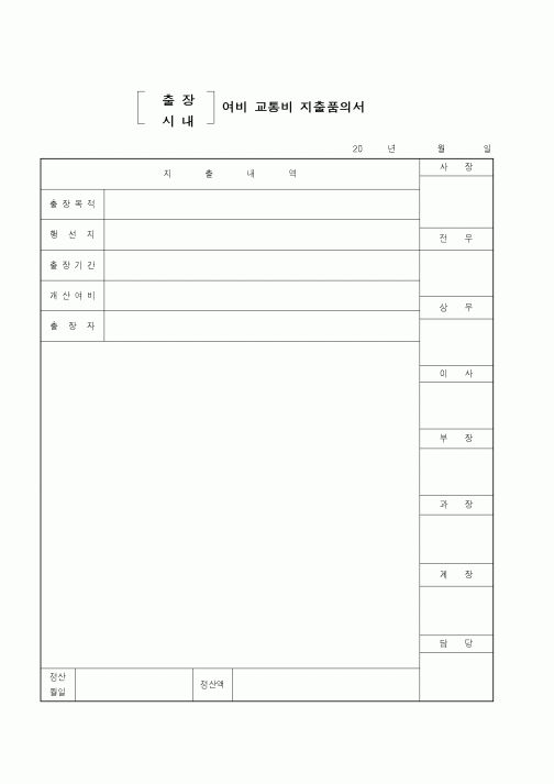 (총무)여비 교통비 지출 품의서
