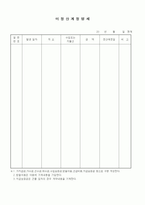 (세무/회계)미정산계정명세
