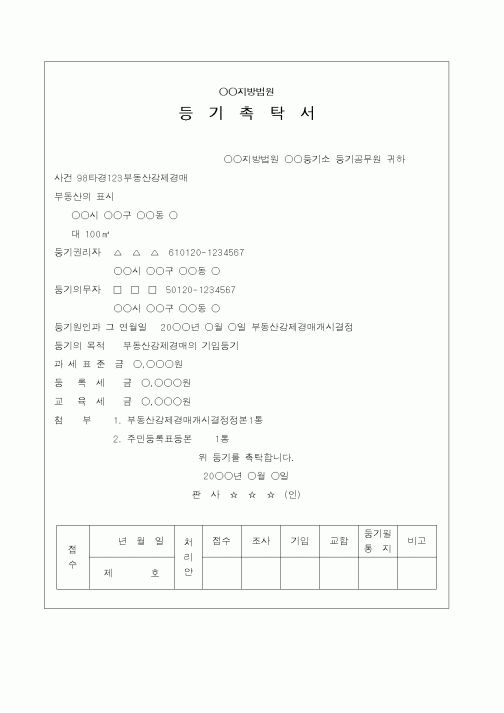 (채권/채무)강제경매신청기입등기2