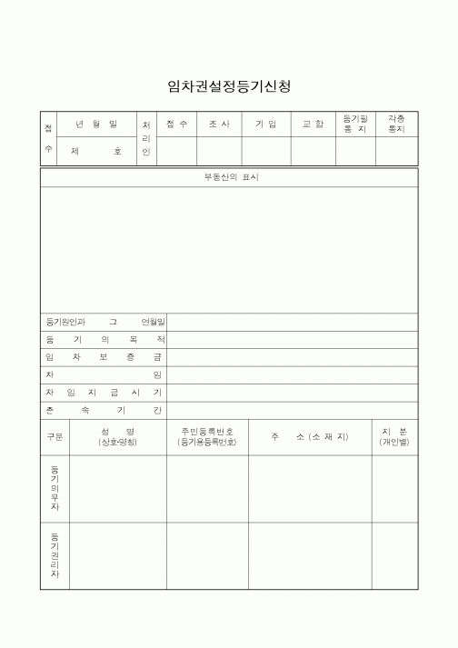 (생활민원)임차권설정등기신청
