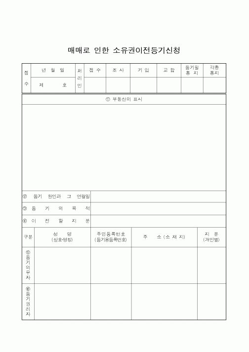 (생활민원)매매로 인한 소유권이전등기신청