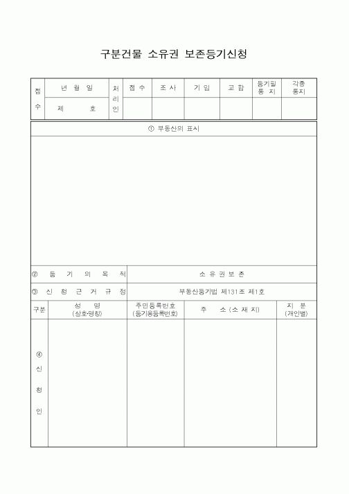 (생활민원)구분건물 소유권 보존등기신청