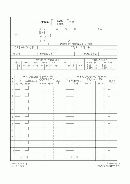 (해양수산부)컨테이너 반출, 반입 현황