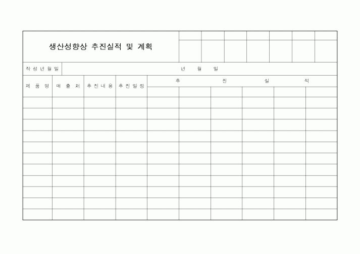 (생산/관리)생산성향상 추진실적 및 계획1