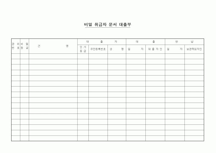 (총무)비밀 취급자 문서 대출부