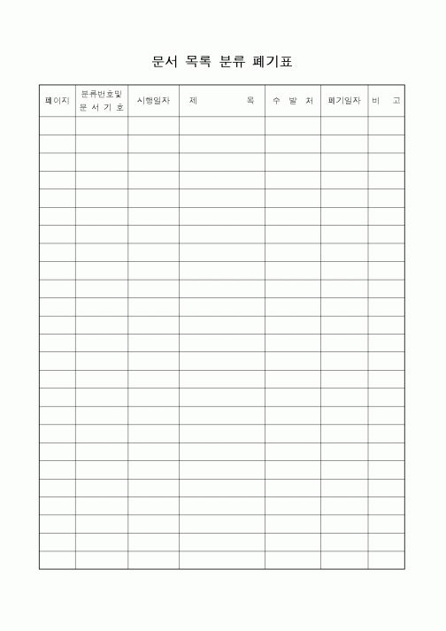 (총무)문서 목록 분류 폐기표1