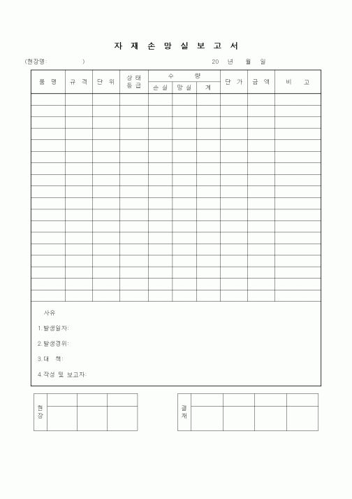 (자재관리)자재손망실보고서3