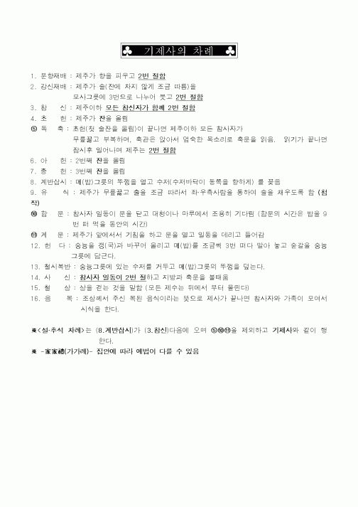 (기타)기제사의 차례
