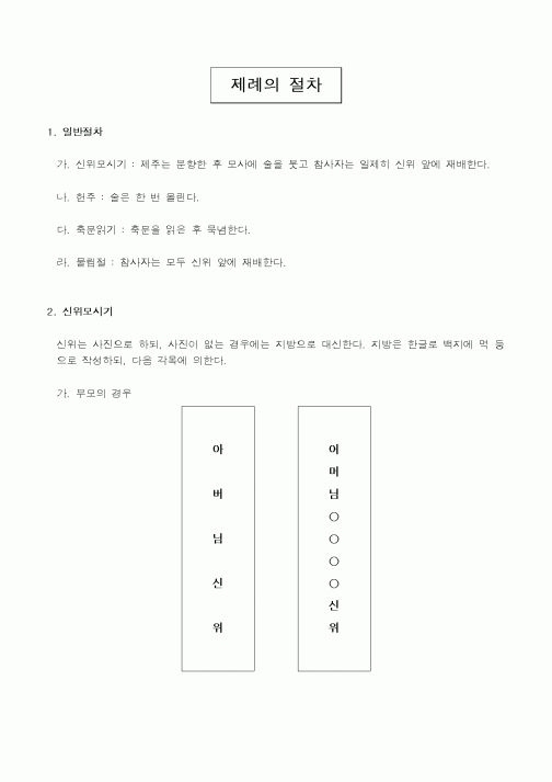 (경조사)제례의 절차