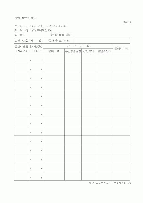 (생활민원)징수금납부내역신고서