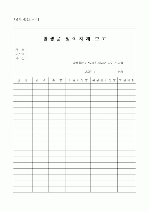 (자재관리)발생품잉여자재보고