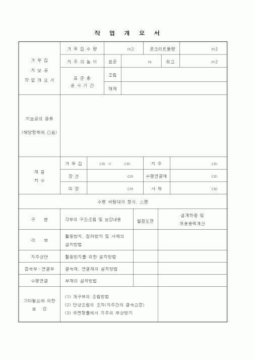 (공사관리)작업개요서