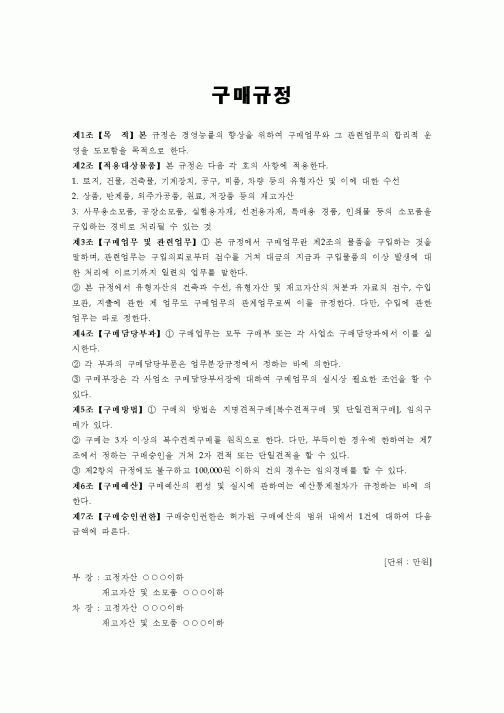 (구매/외주서식)구매규정