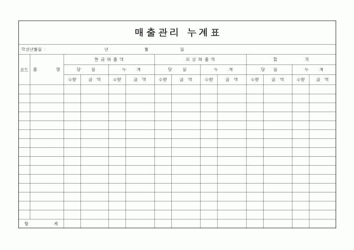 (세무/회계)매출관리누계표