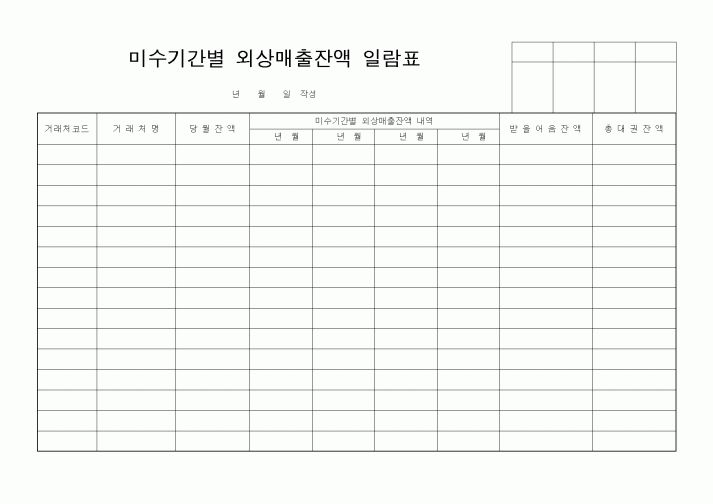 (세무/회계)미수기간별외상매출잔액일람표(1)