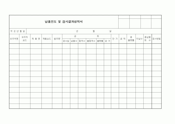 (구매/외주서식)납품진도 및 검사결과성적서2