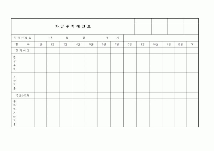(세무/회계)자금수지예산표