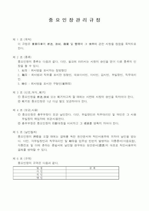 (총무)중요인장관리규정
