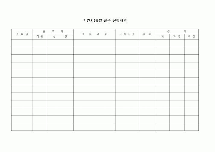 (인사/노무)시간외(휴일)근무 신청내역
