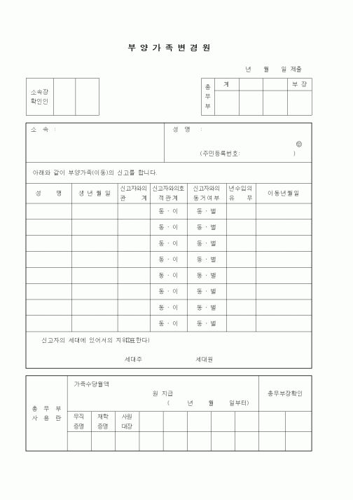 (인사/노무)부양가족변경원